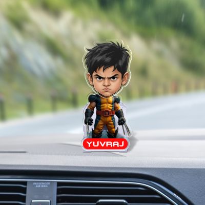 Personalized Superhero Wolverine Theme Bobblehead Caricature for Kids Room Tabletop Decor Cartoon Character Home Decor Battery Powered Moving Head Feature